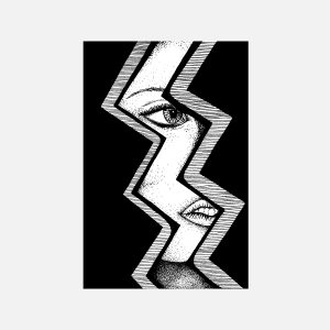 Woman Looking Through Zigzag